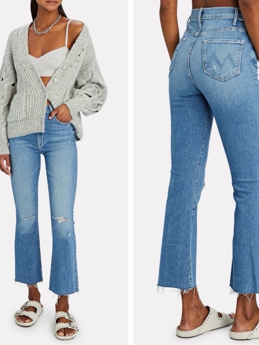 MOTHER The Hustler Ankle Fray Understudy light wash distressed flare sz 27